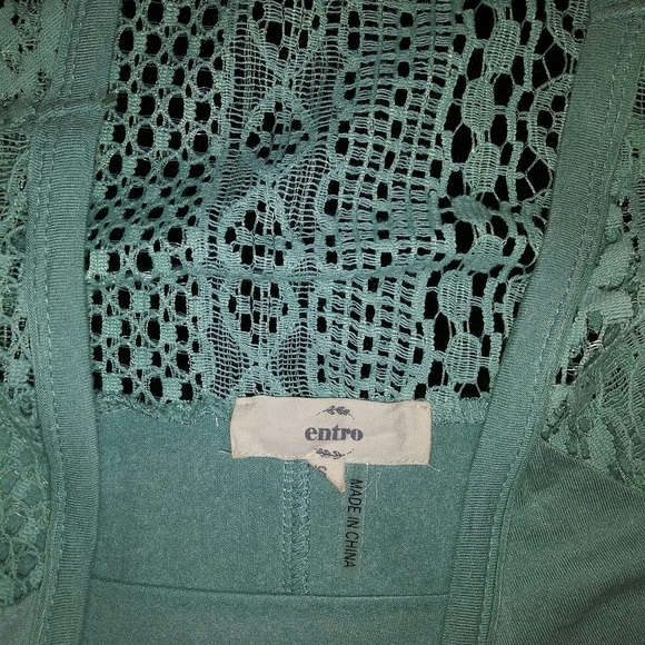 Entro Raglan Lace Accent Tunic Dress Mint Green - Picture 2 of 4